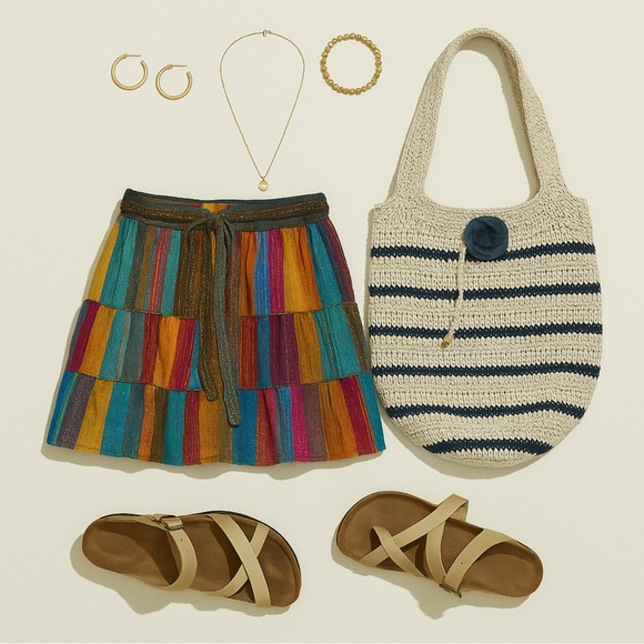 Handmade knitted bag, blue and cream Hobo  Beach  Slouchy bag - Picture 3 of 3